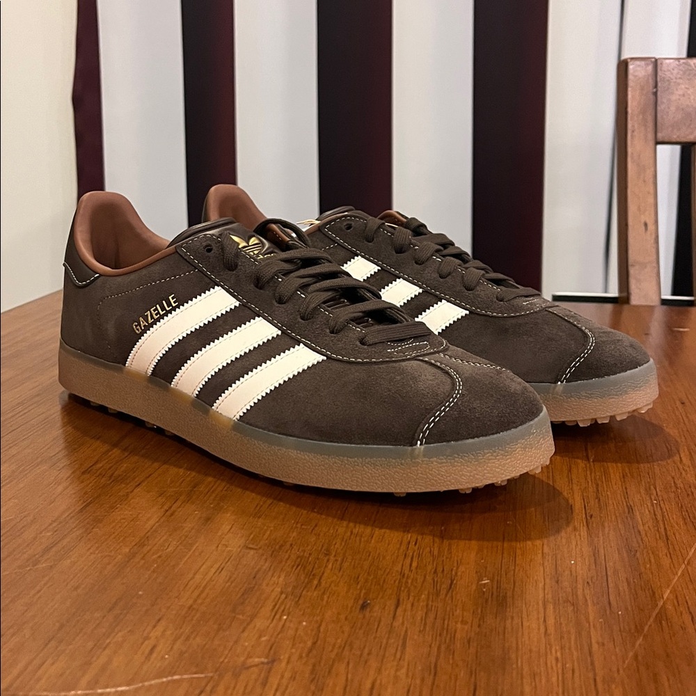 Adidas Gazelle Soft Spike Golf Shoes Sneakers Cleats new brown Mens Sizes
